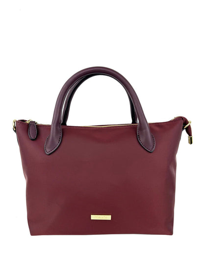 Mel&Co Nylon Satchel Bag With Webbed Strap - Wine