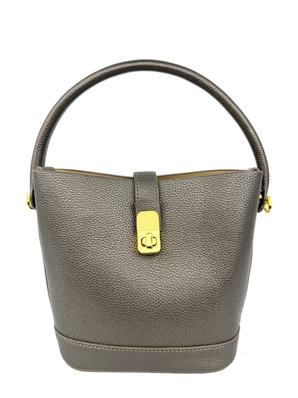 Mel&Co Petite Bucket Crossbody Satchel Bag - Gun