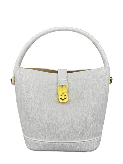 Mel&Co Petite Bucket Crossbody Satchel Bag - White