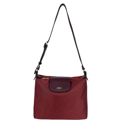 Mel&Co Nylon Sling Bag With Flap Cover -Wine