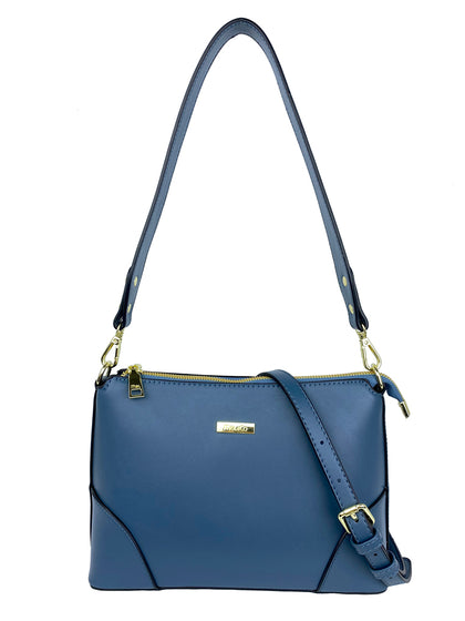 Mel&Co Basic Faux Leather Shoulder Sling Bag - Ash Blue