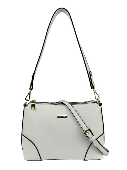 Mel&Co Basic Faux Leather Shoulder Sling Bag - White