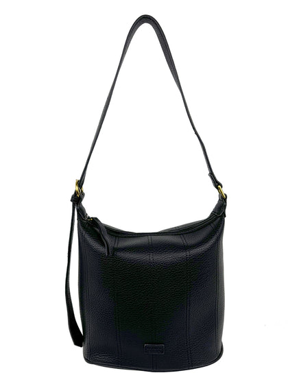 Mel&Co Pebbled Texture Stitch Shoulder Bag - Black