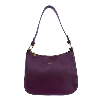 Mel&Co Saffiano-Effect Curve Top Single Handle Shoulder Bag-Wine