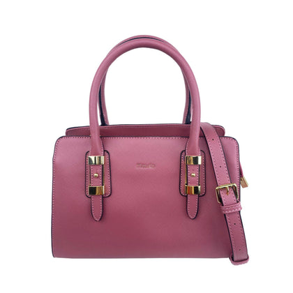 Mel&Co Saffiano-Effect Satchel With Metal Buckle Detail-Rose