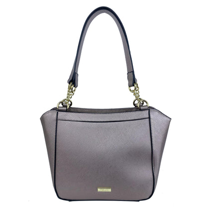 Mel&Co Saffiano Leatherette Double Handle With Chain Detail-Gun