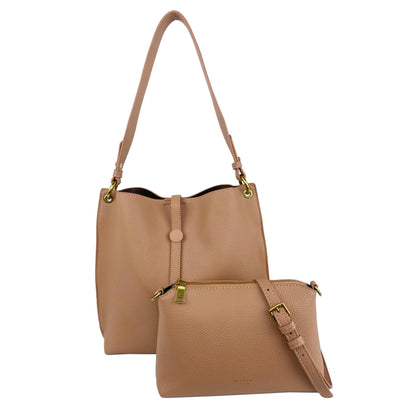 Mel&Co Pebbled Sling Bag In Shoulder Bag -Almond