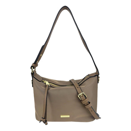 Mel&Co Nylon Shoulder Sling Bag Small -Taupe