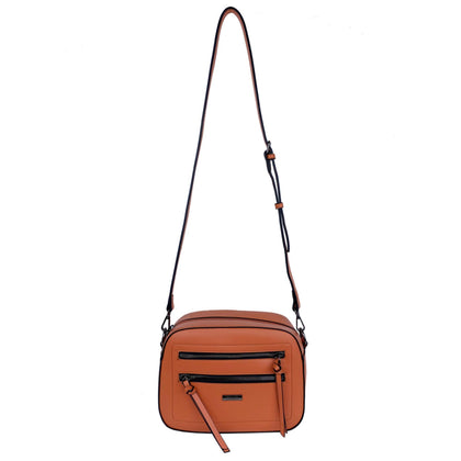 Mel&Co Double Zipper Front Boxy Sling Bag-Orange