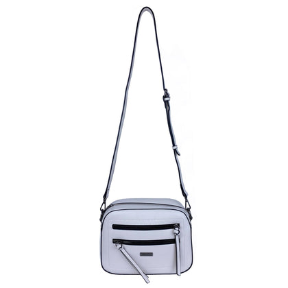 Mel&Co Double Zipper Front Boxy Sling Bag-White