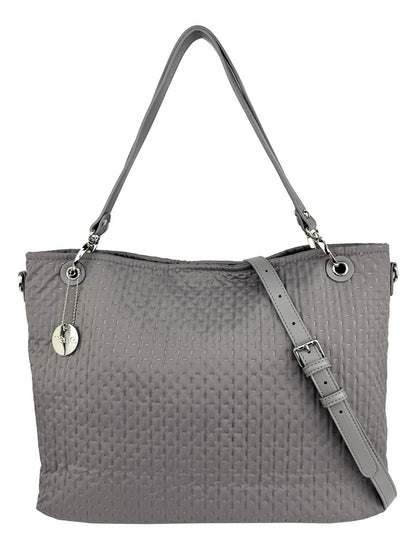 Mel&Co Embossed Nylon Double Handle Bag - Grey