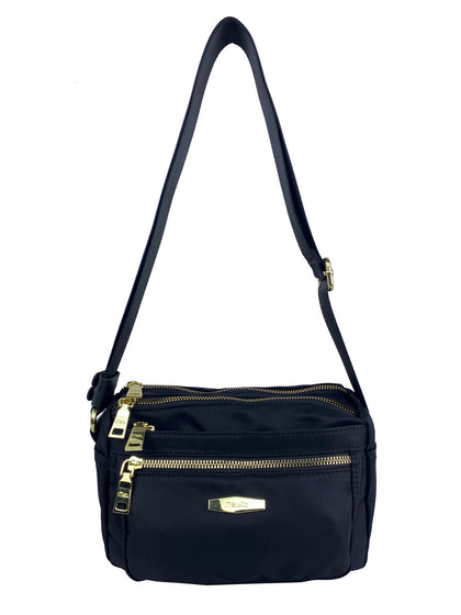 Mel&Co Nylon Double-Zip Sling Bag - Black