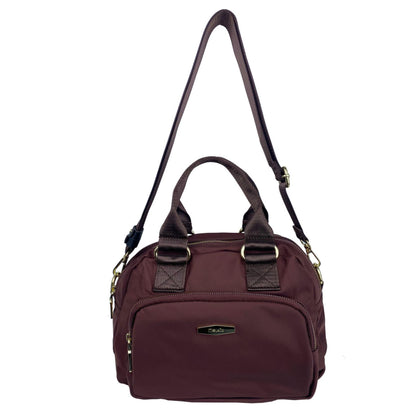 Mel&Co Nylon Two Compartment Satchel-Reddish Brown