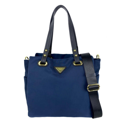 Mel&Co Nylon Double Handle Shoulder Bag-Navy