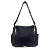 Mel&Co Nylon Shoulder Sling Bag With Twin Zipper Pockets -Black