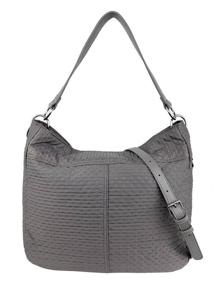 Mel&Co Embossed Nylon Single Handle Bag - Grey