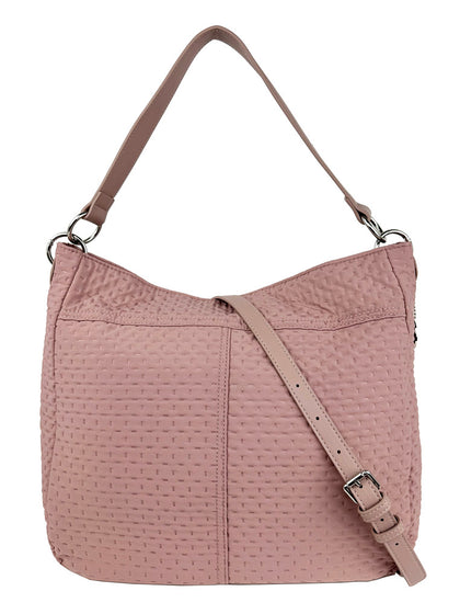 Mel&Co Embossed Nylon Single Handle Bag - Muted Pink