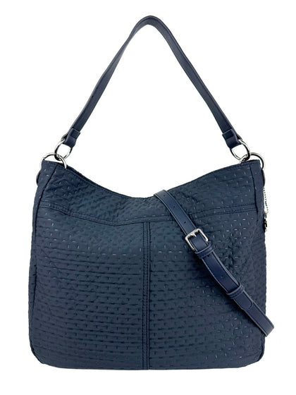 Mel&Co Embossed Nylon Single Handle Bag - Navy