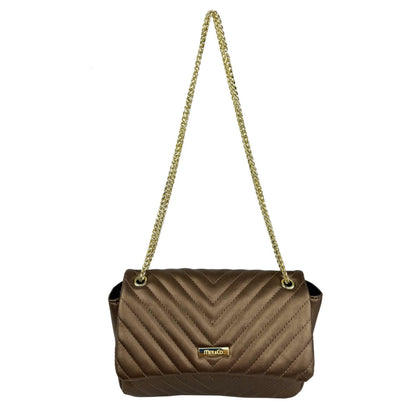 Mel&Co Chevron Quilted Flap Sling Bag -Bronze