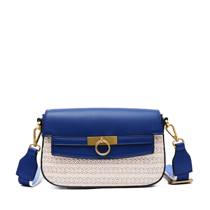 MAC ALYSTER Bi-Colour Half-Flap Shoulder Bag - Navy