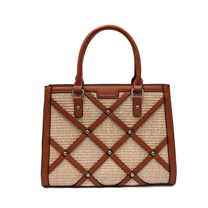 MAC ALYSTER Handbag with Detachable Long Shoulder Strap - Cognac