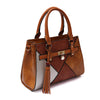 MAC ALYSTER Tri-Colour Spliced Handbag with Detachable Long Shoulder Strap - Multi Camel