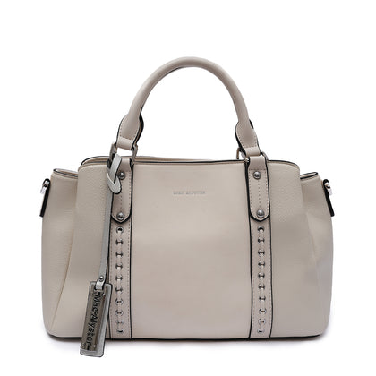 MAC ALYSTER Metal-Studded Satchel - Beige