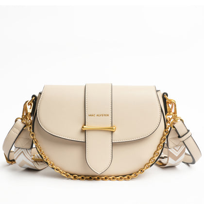 Mac Alyster Desinvolte Metallic Half-Flap Saddle Bag - Beige
