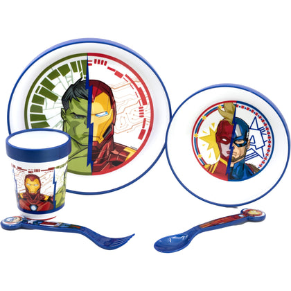 Disney Marvel Avengers 5 Pcs Non Slip Bicolor Premium Children's Tableware Set (MV39021)