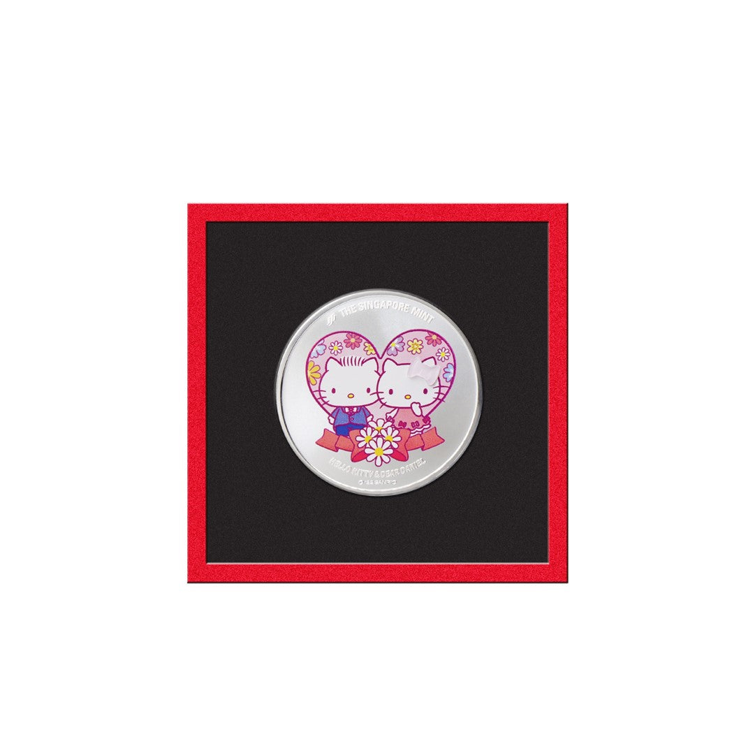 [The Singapore Mint] Sanrio Hello Kitty Love 1oz 999 Fine Silver Medallion with Crystal (N246)