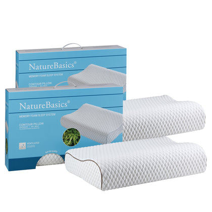 [Bundle of 2] NATURE BASICS Memory Foam Sleep System Contour Pillow