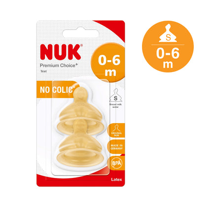 NUK Premium Choice Latex Teat 2-pack - 0-6 months (S size)