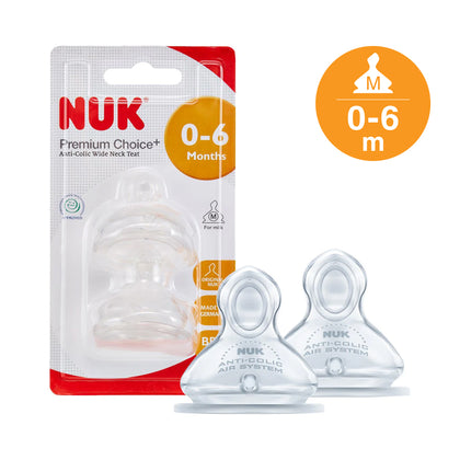 NUK Premium Choice Silicone Teat 2-pack - 0-6 months (M size)