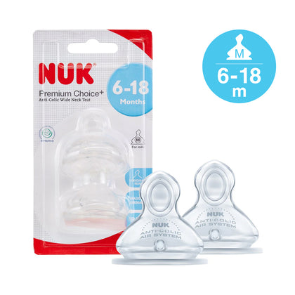 NUK Premium Choice Silicone Teat 2-pack - 6-18 months (M size)