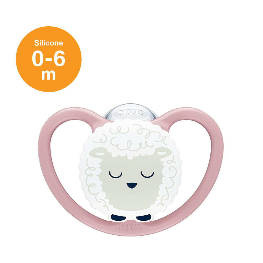 NUK Space Night Silicone Soother Pacifier 1pc-box - 0-6 months - Sheep ...