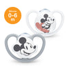 NUK Space Disney Mickey Mouse Silicone Soother Pacifier 2pcs-box - 0-6 months - White-Grey