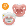 NUK Signature Silicone Soother Pacifier 2pcs-box - 0-6 months - Dots Hearts Rose