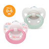 NUK Signature Silicone Soother Pacifier 2pcs-box - 0-6 months - Heart Butterfly