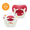 NUK Signature Night Silicone Soother Pacifier 2pcs-box - 0-6 months - Red Night Hearts