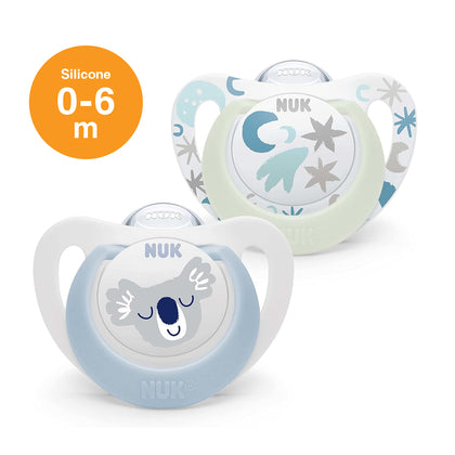 NUK Star Day & Night Silicone Soother Pacifier 2pcs-box - 0-6 months - Blue Koala