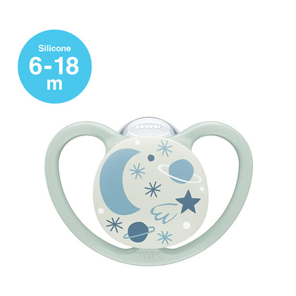 NUK Space Night Silicone Soother Pacifier 1pc-box - 6-18 months - Moon