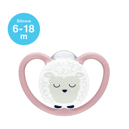 NUK Space Night Silicone Soother Pacifier 1pc-box - 6-18 months - Sheep