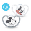 NUK Space Disney Mickey Mouse Silicone Soother Pacifier 2pcs-box - 6-18 months - White-Grey