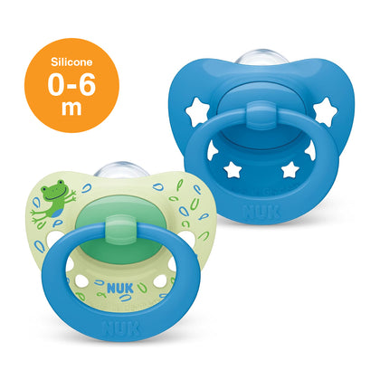 NUK Signature Silicone Soother Pacifier 2pcs-box - 6-18 months - Frog Stars