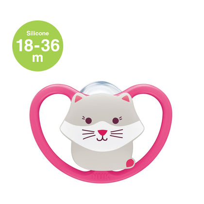 NUK Space Silicone Soother Pacifier 1pc-box - 18-36 months - Cat Dark Pink