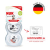 NUK Space Disney Mickey Mouse Silicone Soother Pacifier 2pcs-box - 18-36 months - White-Grey