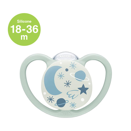 NUK Space Night Silicone Soother Pacifier 1pc-box - 18-36 months - Moon