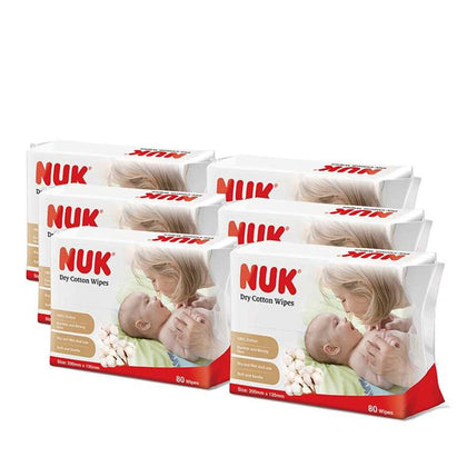 NUK Dry Cotton Wipes 80pcs x 6