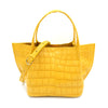 SANCHŌ Genuine Crocodile Leather Tote with Expandable Side Panel - Yellow