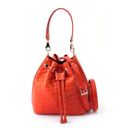 Sancho Genuine Crocodile Leather Mini Bucket Bag - Mandarin